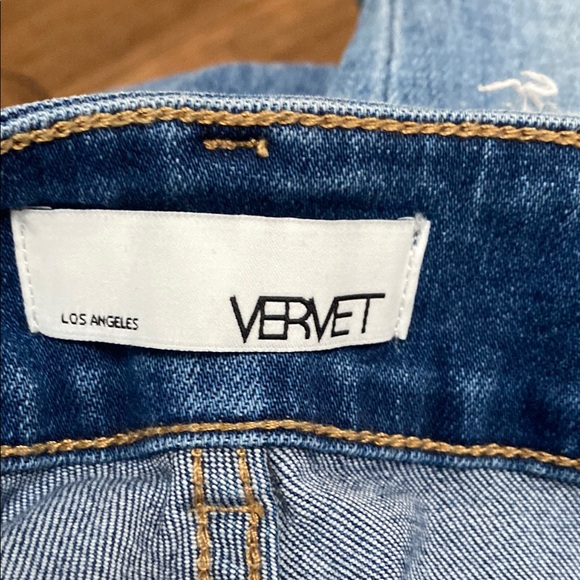 Blue and White Flare Wide Leg Jeans with Two-Tone Design - Picture 2 of 4